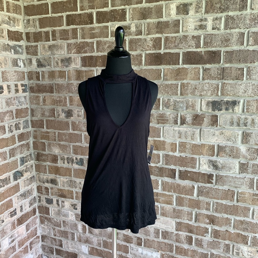 Project Social T High Neck Black Cutout Top Size M
